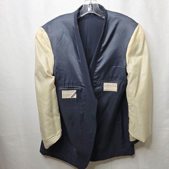 Levi’s Action Suit Blazer Mens 42S Navy Blue Two Button Vintage Sport Coat USA - Picture 8 of 9
